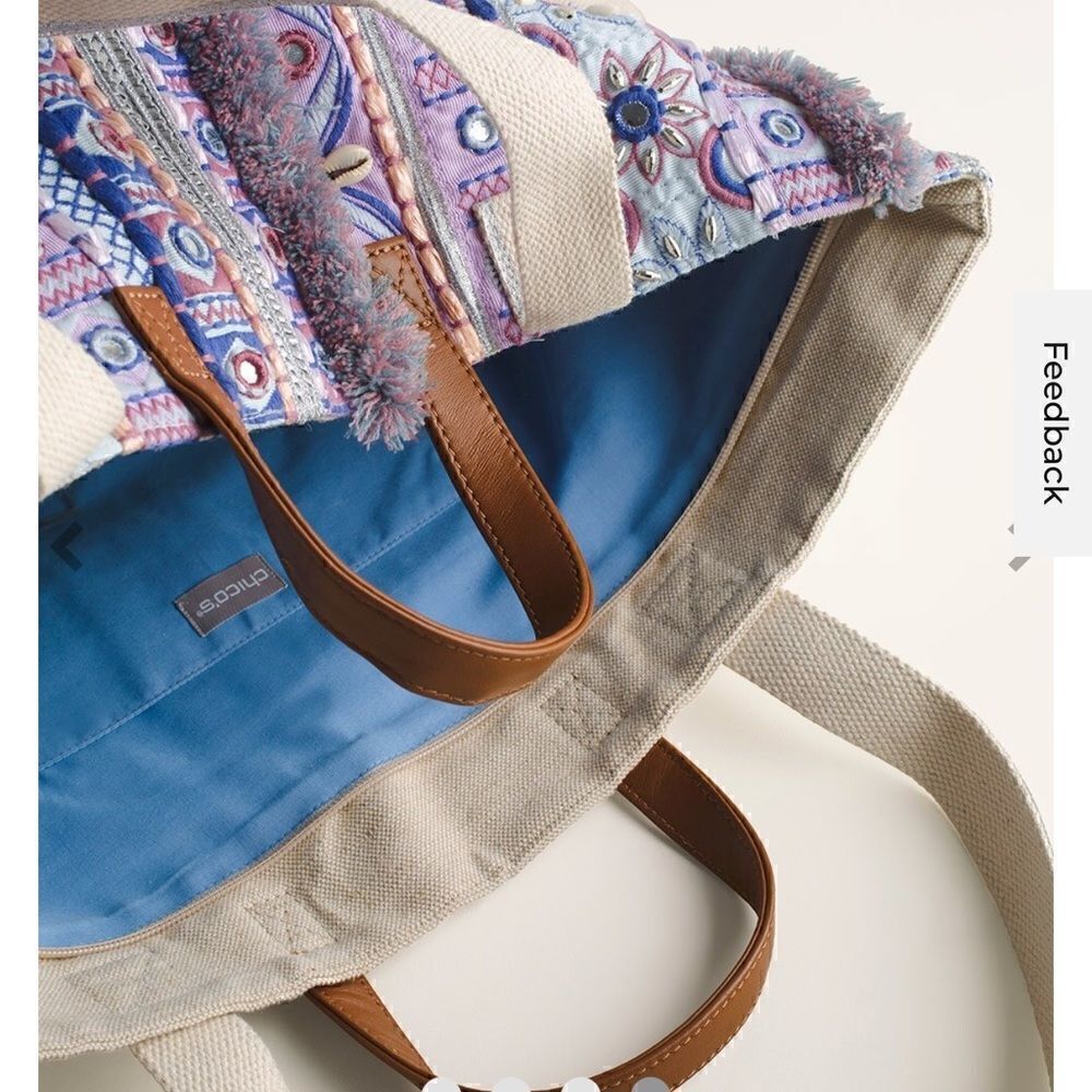 Chico's- Mosaic Print Tote Canvas Embroidered - Picture 7 of 10
